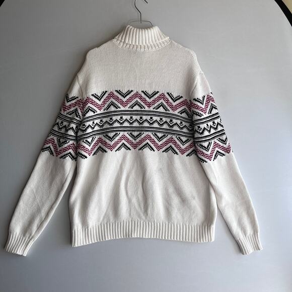 Express Y2K Fair Isle Turtleneck Chunky 3D Knit Cozy Preppy Classic Capsule XL - Picture 3 of 6